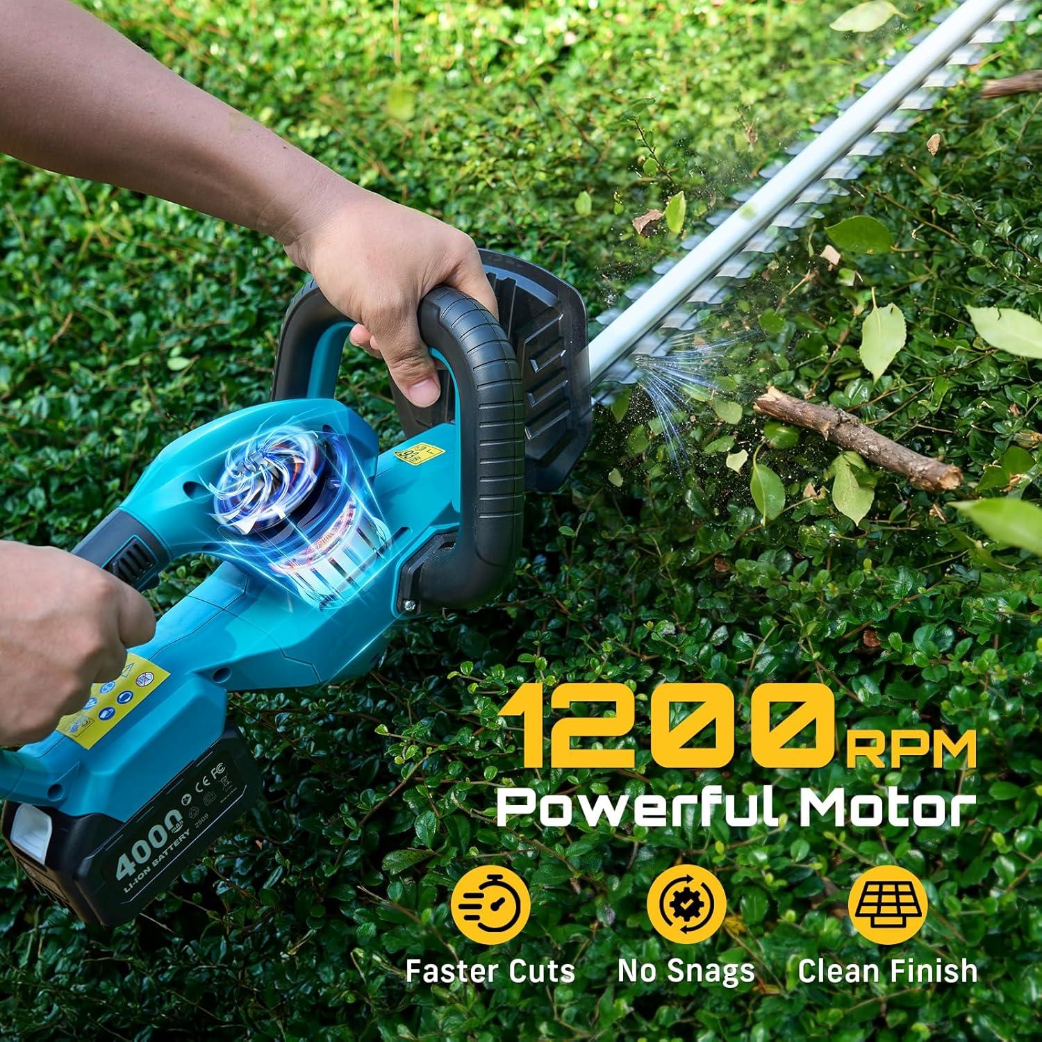 imageSEESII 20quot Cordless Hedge Trimmer 20V Electric Bush Trimmer Dual 40Ah Batteries DualAction Blade 071quot Blade Gap Rotatable Handle Lightweight Handheld Grass Shrub Clipper for Garden YardCordless Hedge Trimmer