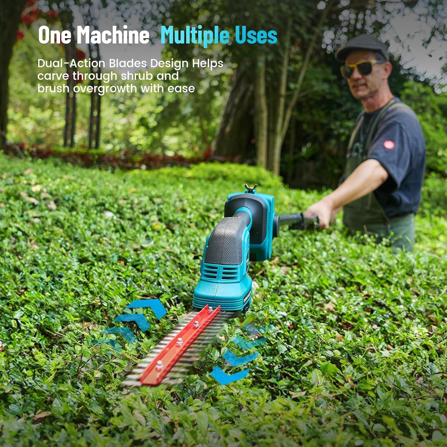 imageSEESII 6in1 Cordless Pole Saw ampamp Hedge Trimmer Grass Shears Combo Kit Electric Mini Chainsaw with 240 Ah Batteries Extension Tree Pruner Bush Trimmer Limb Branch Cutter 16ft Long Reach