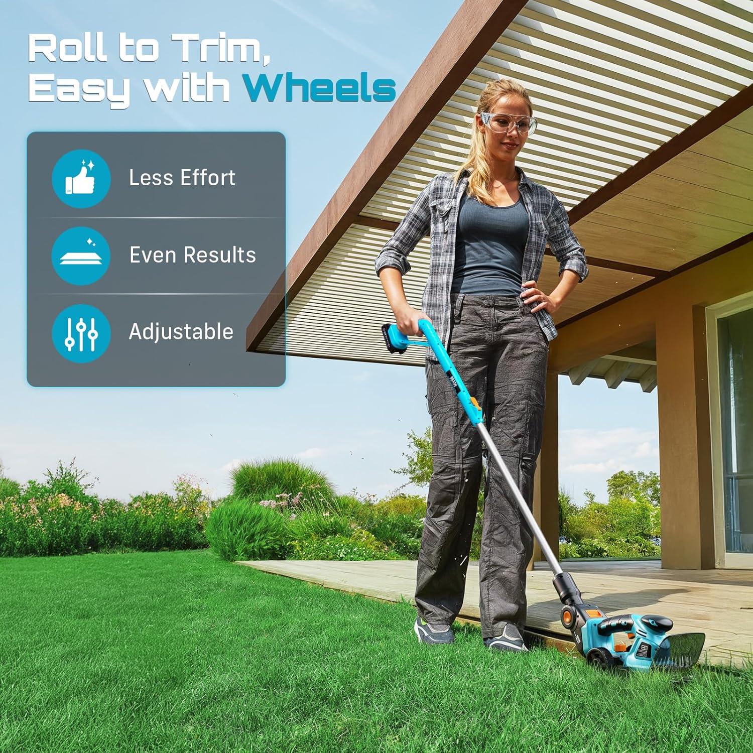 imageSEESII Brushless Pole Hedge Trimmers 2in1 Cordless Grass Shears ampamp 6quot Electric Bush Trimmer for Yard Telescoping Pole Dual 20 Ah Batteries Handheld Grass Cutter for Tree ampamp Shrubs Lawn Pruning