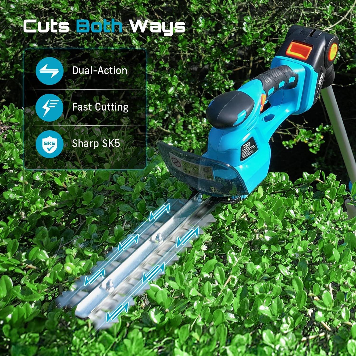 imageSEESII Brushless Pole Hedge Trimmers 2in1 Cordless Grass Shears ampamp 6quot Electric Bush Trimmer for Yard Telescoping Pole Dual 20 Ah Batteries Handheld Grass Cutter for Tree ampamp Shrubs Lawn Pruning