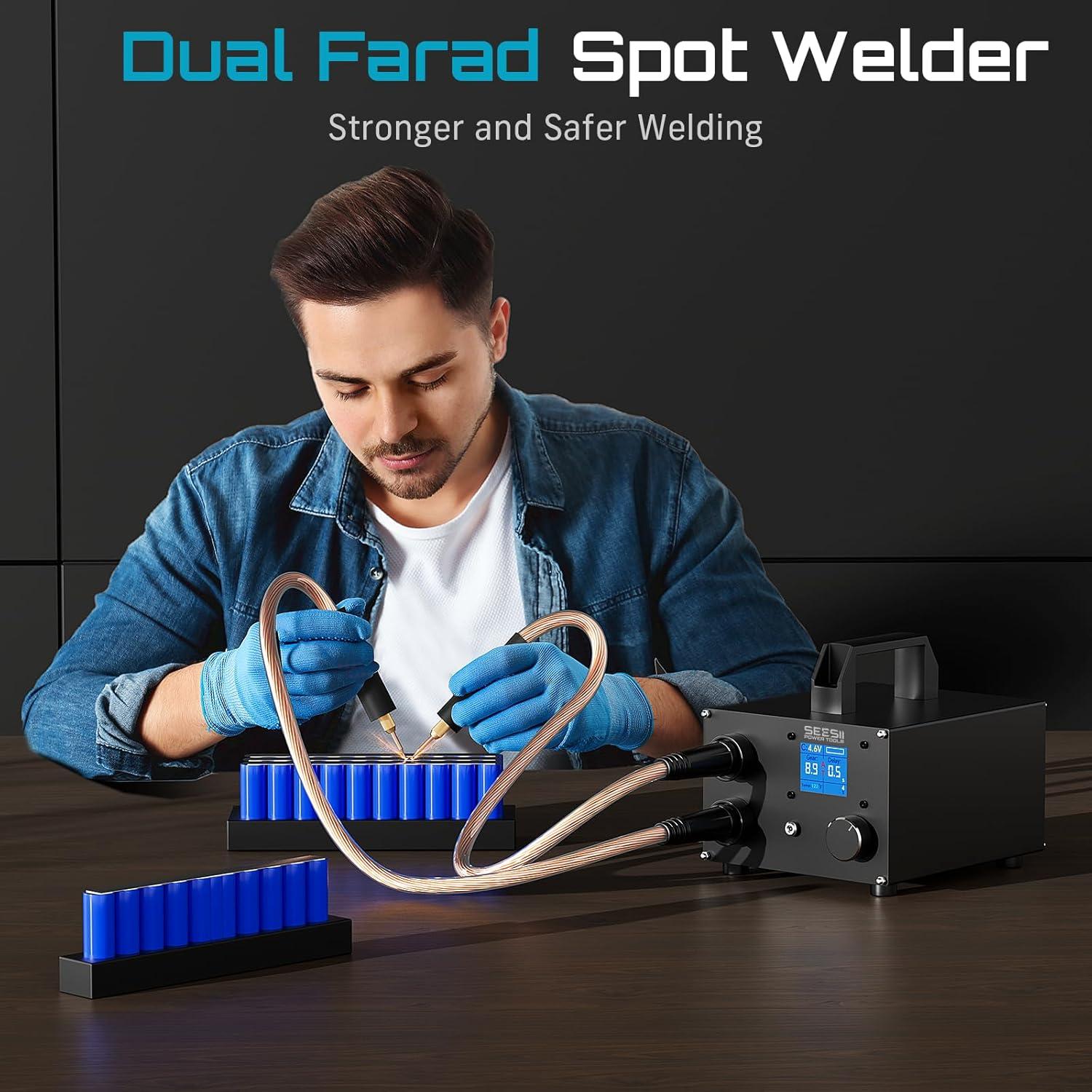 imageSEESII Capacitor Spot Welder Battery Spot Welder with 3000F Capacitor 250 Gear Adjustable 18 LCD Display Spot Welding for 0103mm Nickel Strip for Battery Pack MakingRepair