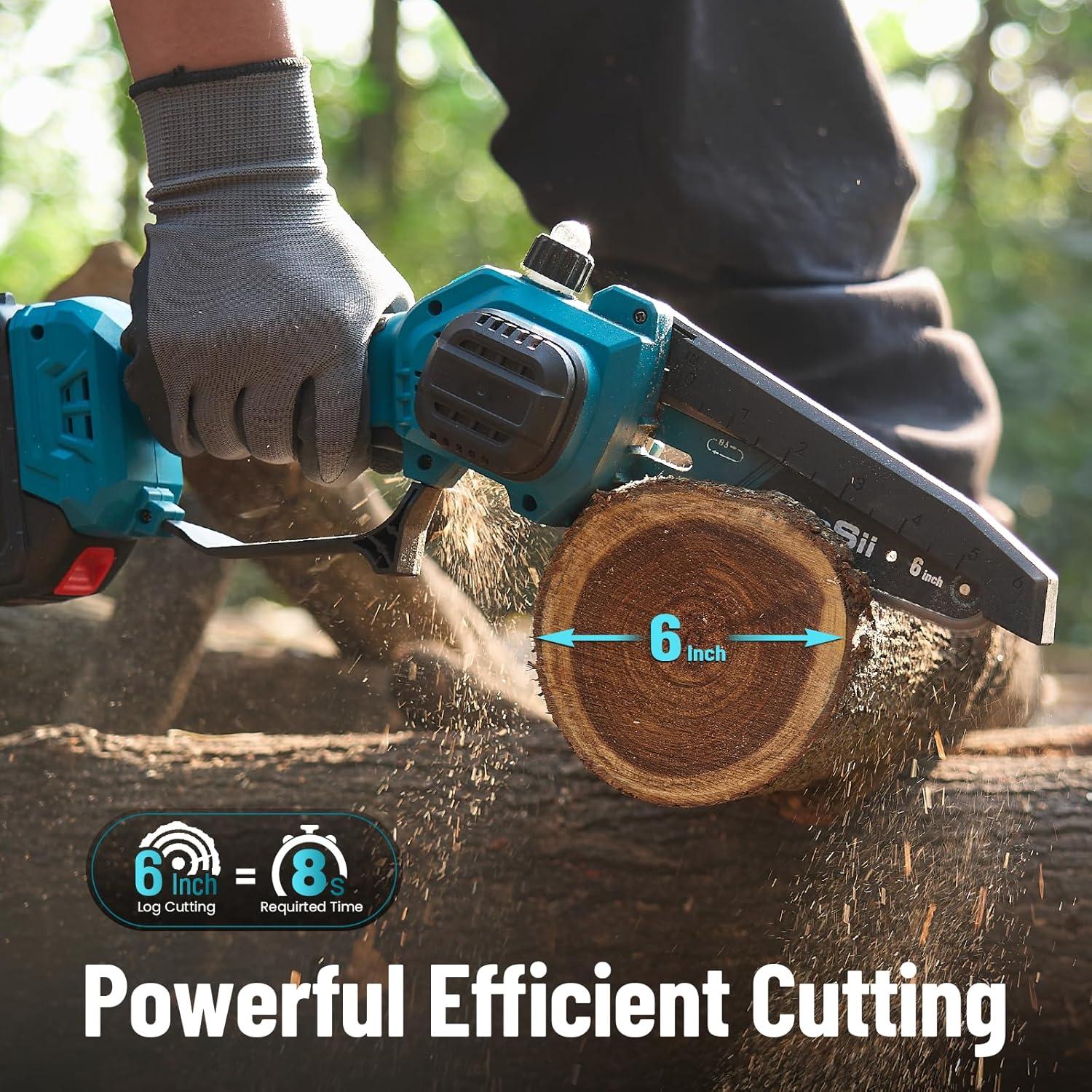 imageSEESII P6 UltraAce 2in1 Electric Pole Saws6 Inch Mini Chainsaw Cordless with Extension Pole2Pcs BatteriesBrushless Chain Saw for Limb Branch CutterBattery Tree Trimmers Pruner16Ft Long Reach