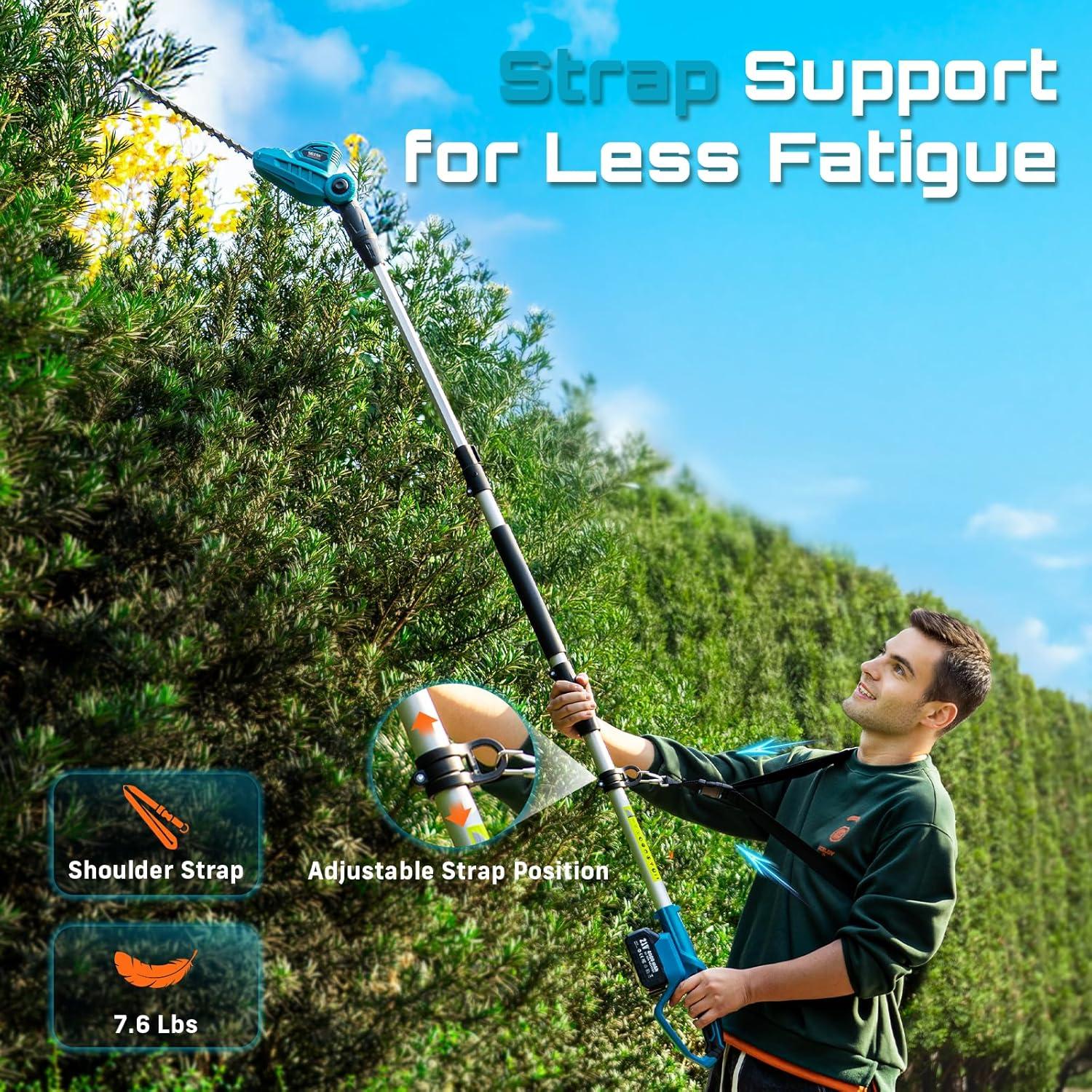 imageSEESII Pole Hedge Trimmer Cordless Electric Bush Trimmer Tool for Yard 16quot DualAction Blade Detachable Telescoping Pole Dual 40Ah Battery Powerful Branches Cutter for Tree ampamp Shrubs PruningCordless Hedge Trimmer with Pole