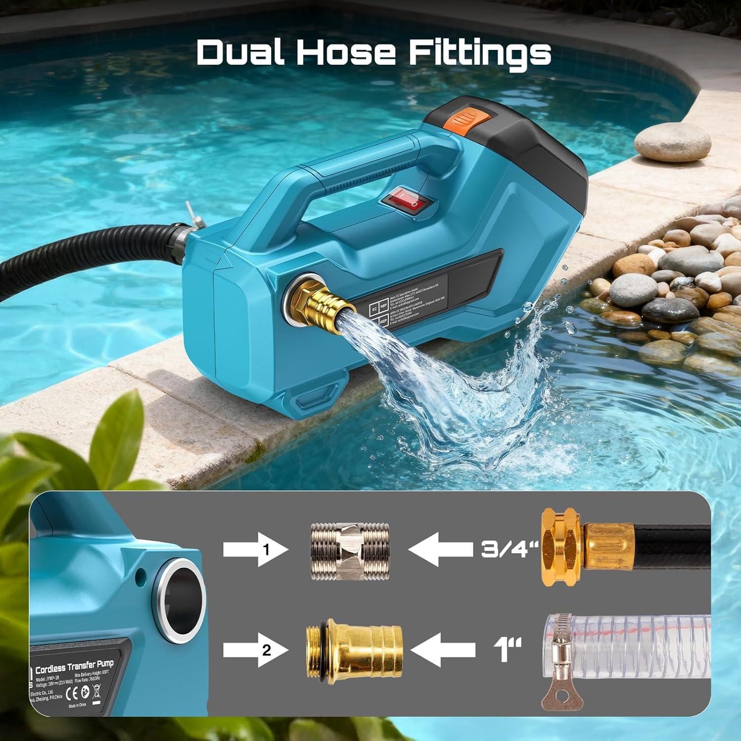 imageSeesii Cordless Transfer Pump for WaterDiesel 760GPH Selfpriming 24000mAh Rechargeable Battery Portable Electric Utility Pump for RV Garden Hot Tub Tank Pool Ponds Aquariums Rain Barrels