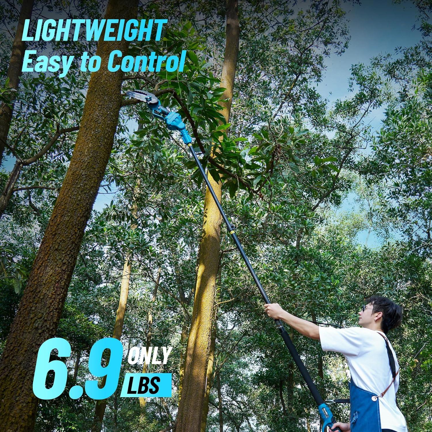 imageSeesii PS610 2IN1 Cordless Pole Saw ampamp Mini Chainsaw 6Inch Brushless Chain Saw with 2x 20Ah Battery 16Foot MAX Reach Brach Tree Saw with Extension Pole for Wood Cutting Garden 2024 UPGRADE