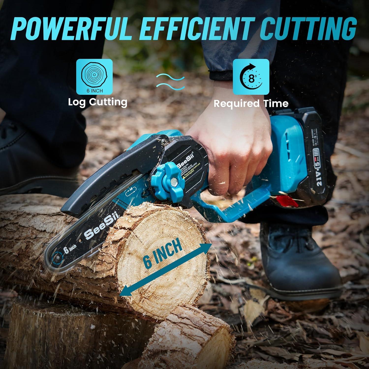 imageSeesii PS610 2IN1 Cordless Pole Saw ampamp Mini Chainsaw 6Inch Brushless Chain Saw with 2x 20Ah Battery 16Foot MAX Reach Brach Tree Saw with Extension Pole for Wood Cutting Garden 2024 UPGRADE
