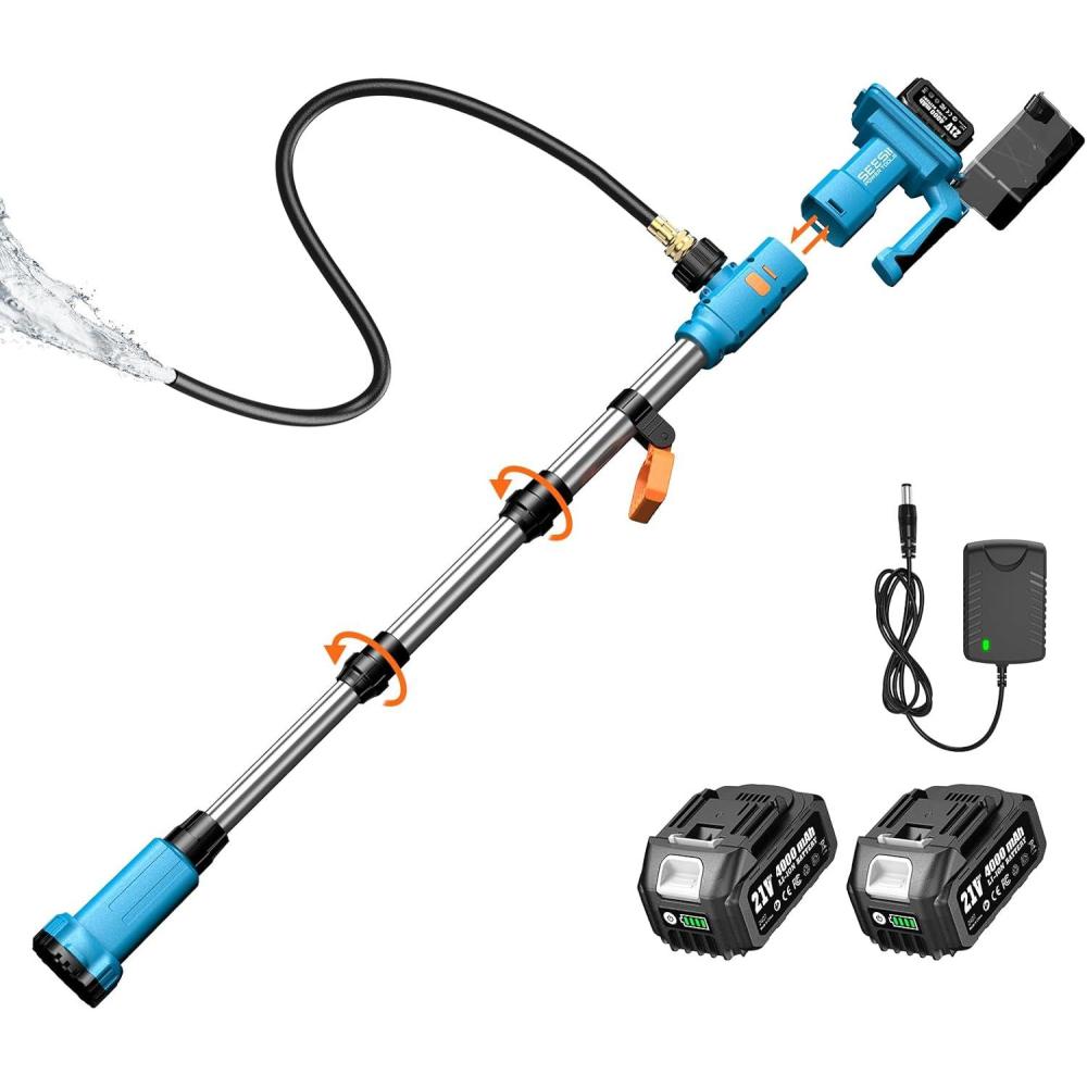 imageSEESII Cordless Stick Water Transfer Pump with 4000mAh 21V Battery ampamp Charger 720GPH 32FT Head Handheld Portable Utility Sump Pump Kit with 34quot Outlet for PoolGardenPondRVBoat DrainingUpgraded Pump with 2x40Ah Battery