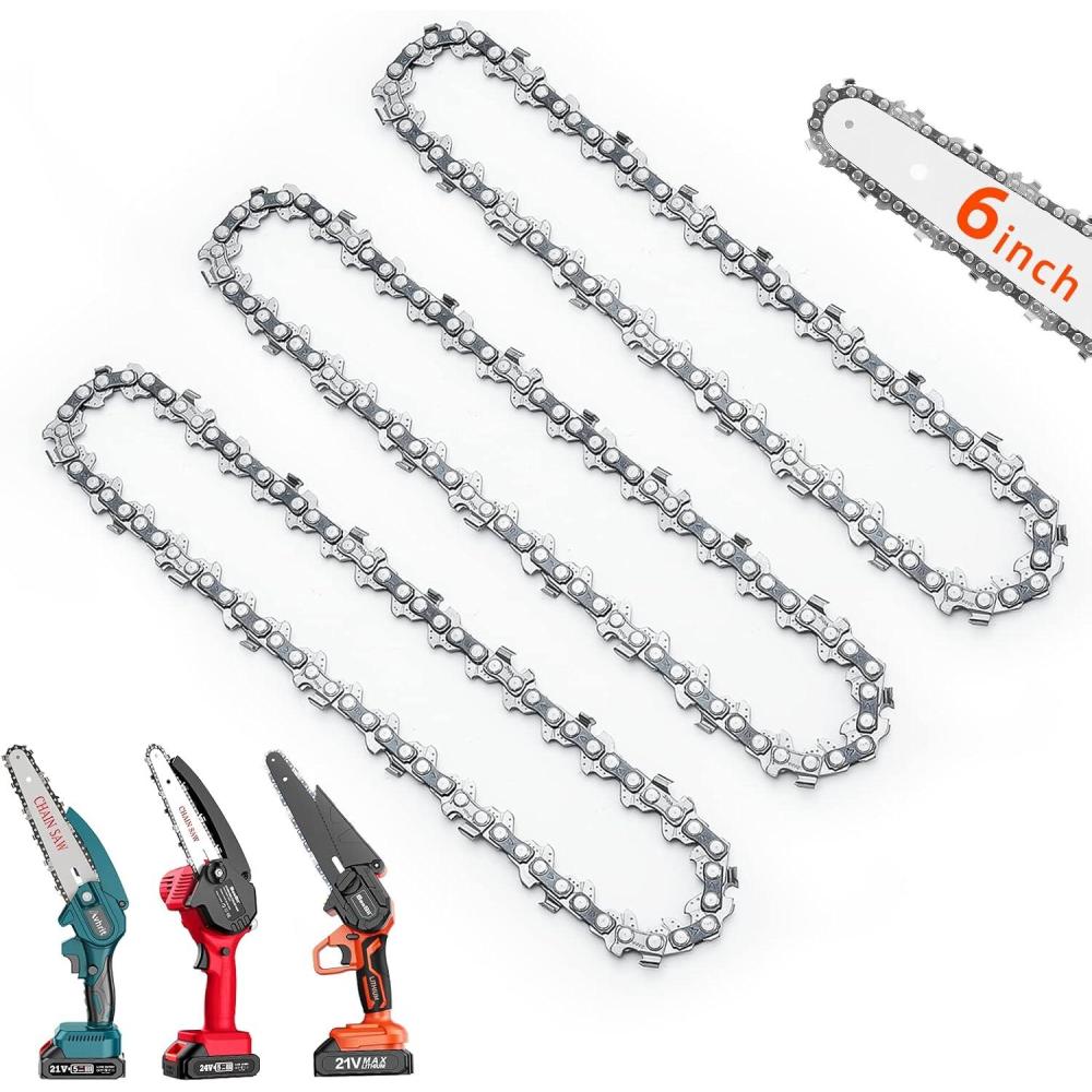 imageSeesii 8 Inch Chainsaw Chain Replacement  2 Pack 8 Chainsaw Saw Chains for Cordless Electric Mini Chainsaw043quot Gauge 14quot LP Pitch 46 Drive Links3x 6inch