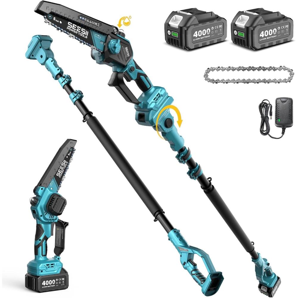 imageSeesii Mini Chainsaw 6inch Mini Chainsaw Cordless Handheld Electric Power Chain Saw with Battery for Tree Trimming Wood CuttingGifts for Father Dad Husband Men6in pole saw 4000mAh4000mAH