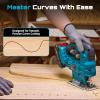 SEESII Cordless Jig Saw 21V, Electric Jigsaw Tool with 2× 2.0Ah Batteries, 2800RPM Variable Speed for Wood Cutting, 0°-45° Bevel Cuts, LED Light, 4 Orbital Settings for Straight/Curve/Circle Cutting(Blue)