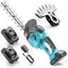 SEESII 2-in-1 Brushless Hedge Trimmers: Cordless Grass Shears with Dual 2.0 Ah Batteries, 6″ Electric Bush Shrub Trimmer with Dual Action Blade, Handheld Grass Cutter for Yard Garden, Lawn Pruning
