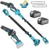 SEESII 2-in-1 Electric Pole Saws for Tree Trimming, 6 Inch Mini Chainsaw Cordless with Extension Pole, Battery Powered Pole Chain Saw, Tree Trimmer Limb Branch Cutter Pruner with 2 Battery PS600(Blue-4000mah+4000mah)