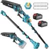 SEESII 2-in-1 Pole Saws for Tree Trimming: Electric Mini Chainsaw 6 Inch Cordless, 2 x 4000mAh Batteries Tree Pruner, Brushless Chain Saw with Extension Pole for Limb Branch Cutter,16Ft Reach