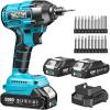 SEESII Cordless Impact Driver Kit, 21V Max Torque 1590 In-lbs(180 N.m) Impact Driver Set with Two 2.0 Ah Batteries, 1/4″ Hex Chuck Power Impact Driver w/ 20 Pcs Drill Bits, 0-2500 RPM Variable Speed