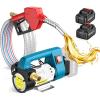 SEESII Fuel Transfer Pump Battery-Powered: 12 GPM Electric Diesel Transfer Pump with 2 x 21V 4.0Ah Batteries, Portable Cordless Pump Kit with Auto Shut-Off Nozzle & 2×6.6 FT Hoses for Diesel Kerosene(two- battery)