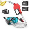 SEESII Fuel Transfer Pump Battery-Powered: 12 GPM Electric Diesel Transfer Pump with 2 x 21V 4.0Ah Batteries, Portable Cordless Pump Kit with Auto Shut-Off Nozzle & 2×6.6 FT Hoses for Diesel Kerosene(21V battery + 12V/24V clamps)