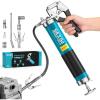 Seesii 8000PSI Grease Gun Kit: Heavy Duty Pistol Grip Grease Gun with 14oz Capacity, Quick-Release Coupler, 90° Adapter, Flexible Hose, Rigid Pipe for Automotive, Agricultural, Industrial, Marine(Blue)