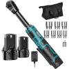 Seesii Extended Cordless Electric Ratchet Wrench 3/8″, 40 Ft-lbs Torque, 6″ Long Neck, 220RPM, 2 Pack 2.0Ah Battery, Fast Charger, 1/4 Drive Adapter, 7 Sockets, for Car Repair, DIY