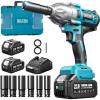 Seesii Impact Wrench 665 FT-LBS(900N.m) 3300IPM 1/2 Impact Gun High Torque Electric Impact Driver Cordless Impact Wrench with 21V 2×4.0Ah Battery 6 Sockets&Case for Home Car Tire Lug Nut Removal Tool(665Ft-lbs w/ 2×4.0Ah Battery)