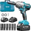 Seesii Impact Wrench 665 FT-LBS(900N.m) 3300IPM 1/2 Impact Gun High Torque Electric Impact Driver Cordless Impact Wrench with 21V 2×4.0Ah Battery 6 Sockets&Case for Home Car Tire Lug Nut Removal Tool(665Ft-lbs w/ 1×4.0Ah Battery)