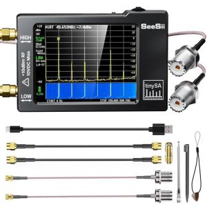 Portable TinySA Spectrum Analyzer,SEESII Upgraded V0.3.1 Handheld Tiny Frequency Analyzer 100kHz to 960MHz MF/HF/VHF UHF Input,Signal Generator with 2.8 inch Touch Screen with ESD Protect Function(With Antenna Cable)