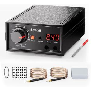 SEESII Battery Spot Welder: 9600mAh Cordless Battery Welder, 0.1-0.25mm Nickel Strip Compatibility, LCD Display, 10-90 Adjustable Gears, Foot Pedal Control, for Battery Packs DIY & Repair