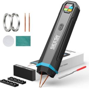 SEESII Battery Spot Welder: Rechargeable Battery Welder with Visual Display, 3360W Max Power with 1-99 Gears, Copper Tips, Portable Spot Welder for Lithium Battery (DIY, Repairs, Outdoor Use)(SE302)