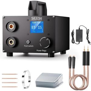 SEESII Capacitor Spot Welder: Battery Spot Welder with 3000F Capacitor, 250 Gear Adjustable, 1.8” LCD Display, Spot Welding for 0.1-0.3mm Nickel Strip, for Battery Pack Making/Repair