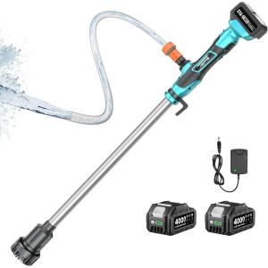 SEESII Cordless Stick Water Transfer Pump, with 4000mAh 21V Battery & Charger, 720GPH, 32FT Head, Handheld Portable Utility Sump Pump Kit with 3/4″ Outlet for Pool/Garden/Pond/RV/Boat Draining(2×4.0Ah Battery Included)