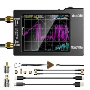 SEESII NanoVNA-H Antenna & Vector Network Analyzer 10KHz-1.5GHz with 2.8″ EVA Protective Case, Waterproof & Shockproof, Measures S-Parameters, SWR, Phase, Delay, Smith Chart(Color: Nanovna-H with SMA Adapter)