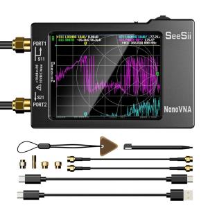 SEESII NanoVNA-H Antenna & Vector Network Analyzer 10KHz-1.5GHz with 2.8″ EVA Protective Case, Waterproof & Shockproof, Measures S-Parameters, SWR, Phase, Delay, Smith Chart(Nanovna-H)