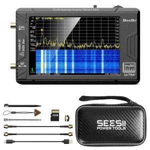 SeeSii TinySA Ultra Spectrum Analyzer with ZK06-20dB Low Noise Amplifier, 4.0 Inch 100kHz to 5.3GHz Handheld Tiny Frequency Analyzer with 32Gb Card,100kHz to 800MHz MF/HF/VHF UHF Input(Model:TinySA ULTRA+ ZS406 with Hard Case)
