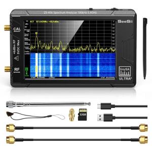 SeeSii TinySA Ultra+ ZS406 Spectrum Analyzer, 4.0 Inch 100kHz to 5.4GHz Handheld Tiny Frequency Analyzer with 32Gb Card, 2-in-1 Signal Generator MF/HF/VHF UHF Input,V0.4.6.1,2025 Upgraded(TinySA ULTRA+)