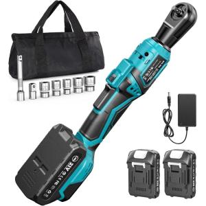 Seesii 3/8″ Cordless Electric Ratchet Wrench, 60 ft-lbs (80Nm) High Torque, 21V Max, 2×2.0Ah Batteries, 0–300 RPM Variable Speed, Fast Charger, 10–17mm Socket Set, Extension Bar & Carry Case(1/4 inch)