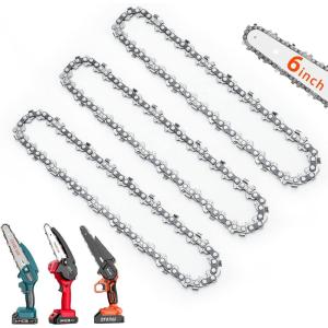 Seesii 8 Inch Chainsaw Chain Replacement – 2 Pack 8” Chainsaw Saw Chains for Cordless Electric Mini Chainsaw,043″ Gauge, 1/4″ LP Pitch, 46 Drive Links(3x 6-inch)