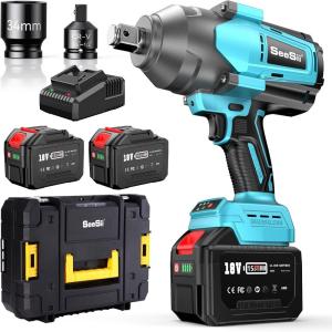 Seesii Cordless Impact Wrench 3/4 Inch, 1475ft-lbs(2000Nm) High Torque Brushless Power Impact Gun, 2x 6.0 Ah Battery, Fast Charger, Heavy Duty Electric Impact Driver for Truck Mower Car Repair