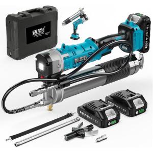Seesii Innovative 2-in-1 Grease Gun: High-Efficiency 5.3 oz/min 12,000 PSI Electric Grease Gun Kit with 2 * 2.0AH Batteries and Charger, Easy-to-Use for Farmers, Equipment Operators & Owners