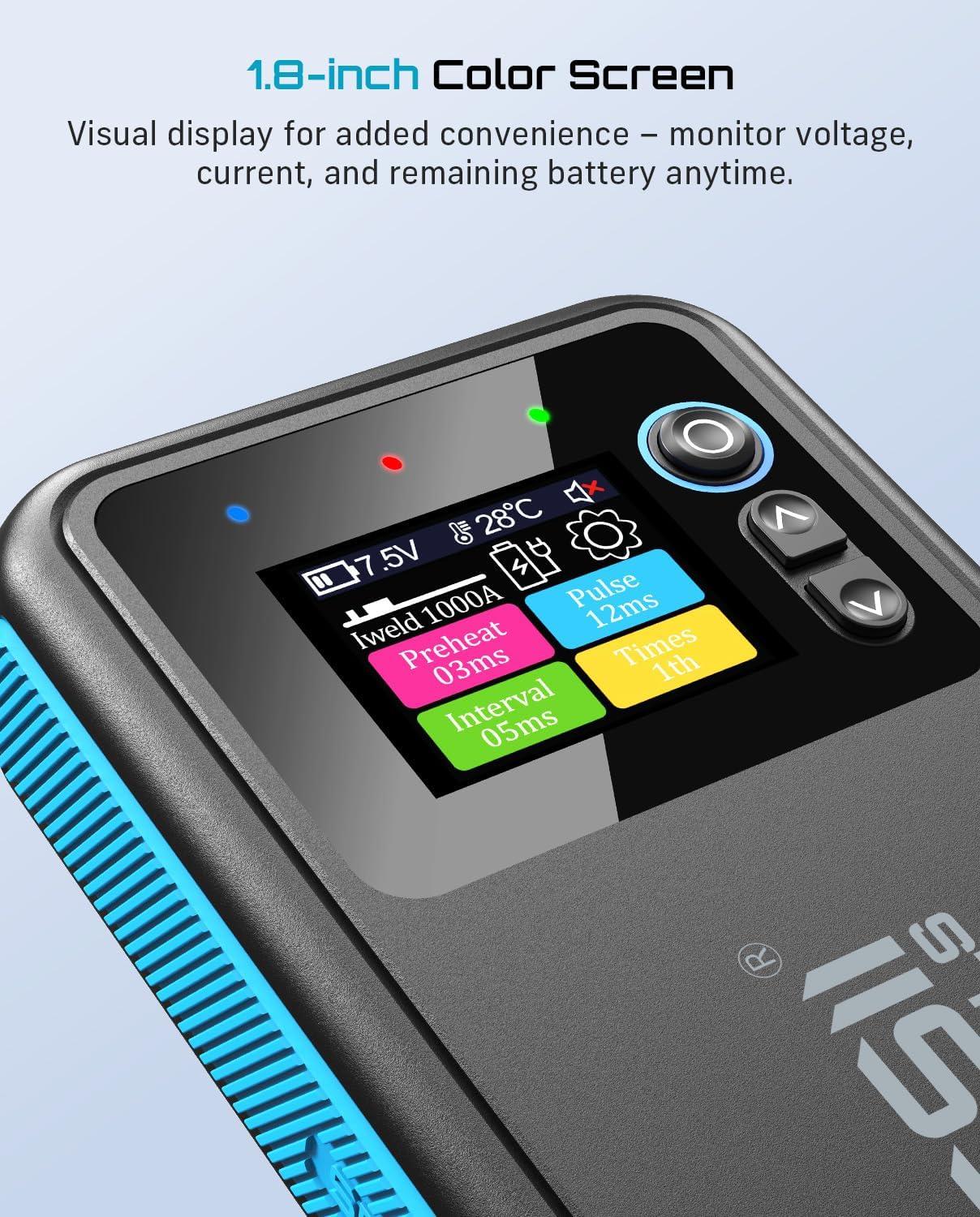 imageSEESII Battery Spot Welder Continuous Welding Function 80Ah Rechargeable Capacity Portable Spot Welder with Visual Display Perfect for DIYRepairsSE301