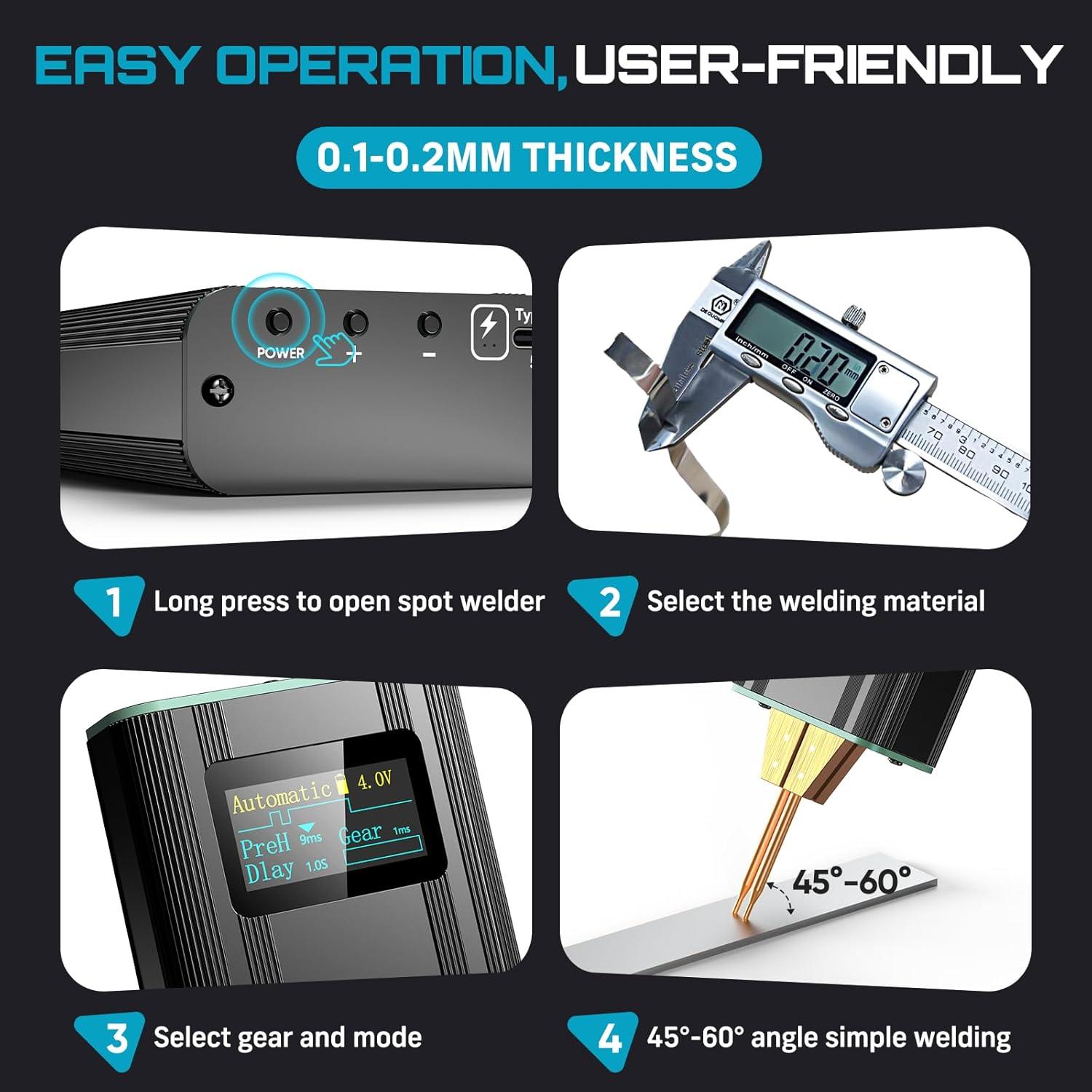 imageSEESII Battery Spot Welder Spot Welder for Lithium Batteries Mini Battery Welder with Builtin Rechargeable Battery Spot Welding for 0102mm Nickel SheetsIronStainless Steel Sheets