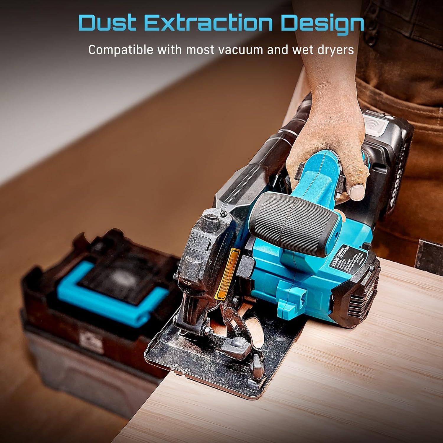 imageSeesii 612quot Cordless Circular Saw with Battery and Charger5200 RPM Electric Power Saw with Laser and Rip Guide for Precise Wood CuttingMax Cut Depth 214quot901716quot 45 for Home Renovation