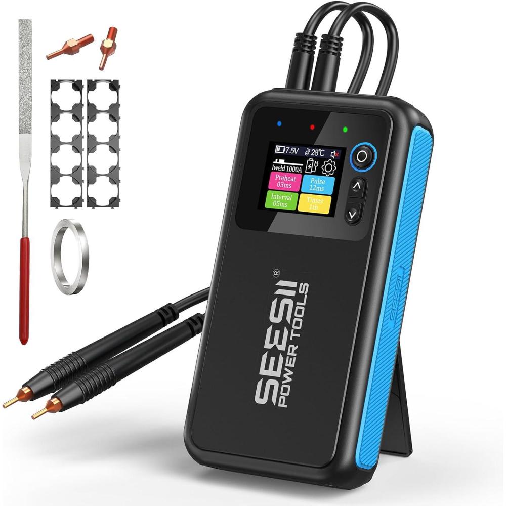 imageSEESII Battery Spot Welder Continuous Welding Function 80Ah Rechargeable Capacity Portable Spot Welder with Visual Display Perfect for DIYRepairsSE301