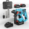 Seesii Cordless Rotary Hammer Drill, Battery Power Hammer with 2×4.0Ah Batteries SDS-Plus Change Adapter Including 3 Drill Bits, Flat/Point Chisels Lightweight Electric Hammer Drill for DIY projects