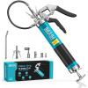 Seesii Upgraded 8000PSI Grease Gun Kit: Heavy Duty Pistol Grip Grease Gun with 14oz Capacity, Quick-Release Coupler, 90°Adapter, Flexible Hose, Rigid Pipe for Automotive, Agricultural, Industrial(8000PSI)