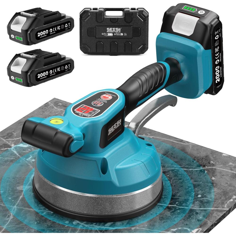 image:imageSEESII Tile Vibration Tool 160mm Vibration Leveling Machine 10Hours Long Lasting Tile Vibrator With 12 Speeds For Laying Floor Wall Larger Tiles6X6  48X48 Tile Installers DIYer KP160B160mm