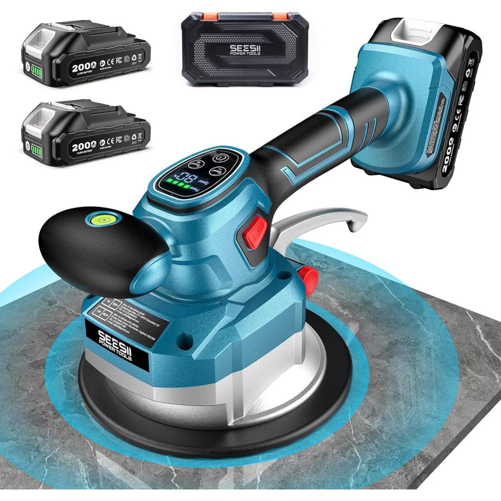 image:imageSEESII Tile Vibration Tool 160mm Vibration Leveling Machine 10Hours Long Lasting Tile Vibrator With 12 Speeds For Laying Floor Wall Larger Tiles6X6  48X48 Tile Installers DIYer KP160B145mm