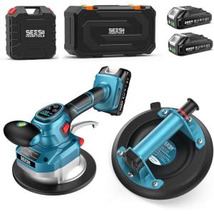 SEESII Tile Vibration Tool 160mm: Vibration Leveling Machine 10-Hours Long Lasting, Tile Vibrator With 12 Speeds For Laying Floor Wall Larger Tiles(6″X6″ – 48″X48″), Tile Installers DIYer (KP-160B)(145mm+8inch)