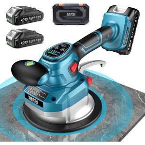 SEESII Tile Vibration Tool 160mm: Vibration Leveling Machine 10-Hours Long Lasting, Tile Vibrator With 12 Speeds For Laying Floor Wall Larger Tiles(6″X6″ – 48″X48″), Tile Installers DIYer (KP-160B)(145mm)