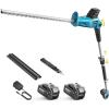 SEESII Cordless Pole Hedge Trimmer: Electric Bush Trimmer with 20″ Dual-Action Blade, 2×4000mAh Battery, 8Ft Telescopic Pole, Adjustable Rotating Head, Battery Powered Hedge Clipper for Shrub Trimming