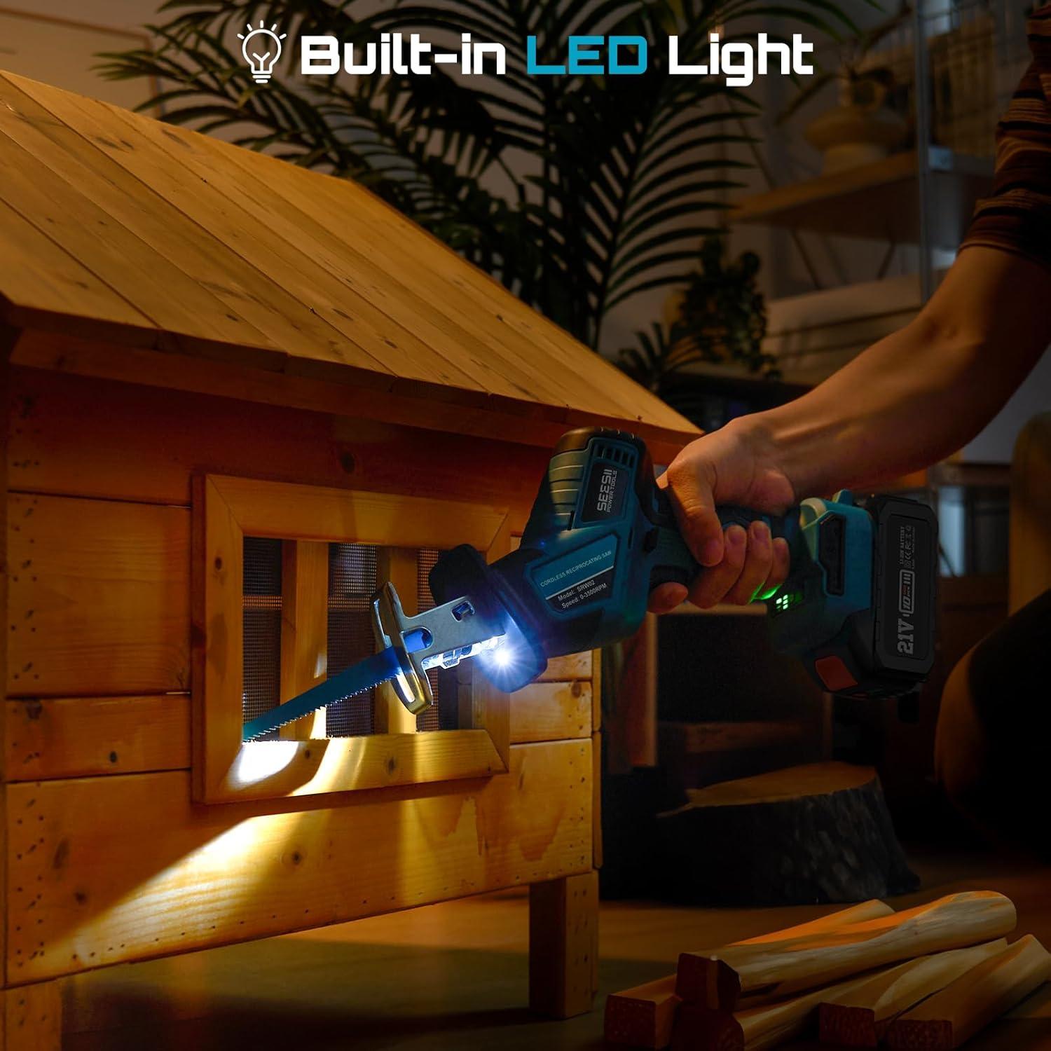 image:imageSEESII Bundle Deal Mini Chainsaw Cordless and Reciprocating Saw Cordless for Wood Cutting