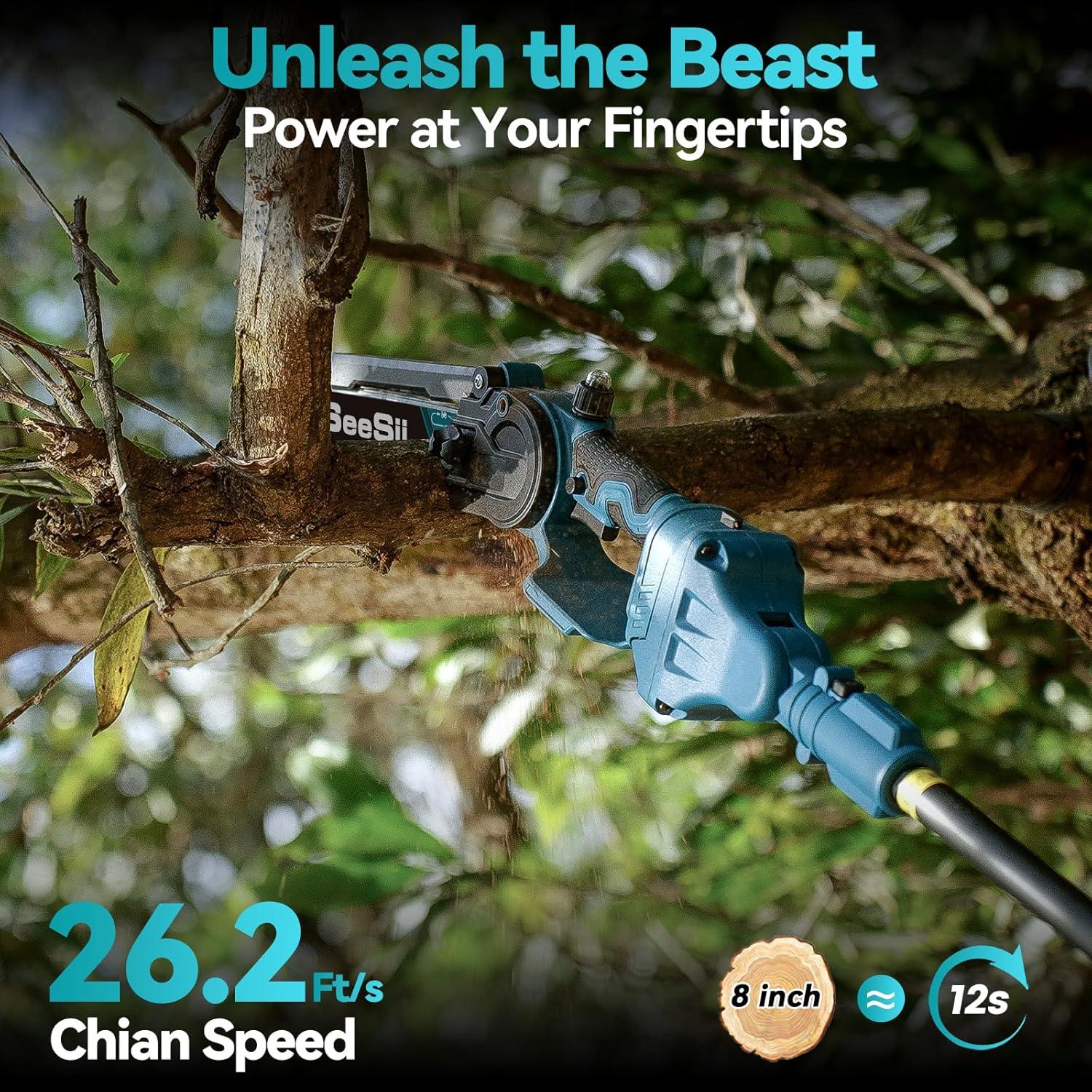 image:imageSEESII Pole Saw 8 Inch with Mini Chainsaw Case